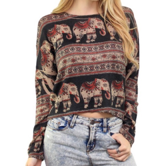 Boutique Sweaters - ⭐️5 STAR rated JACQUELINE taupe tribal print top